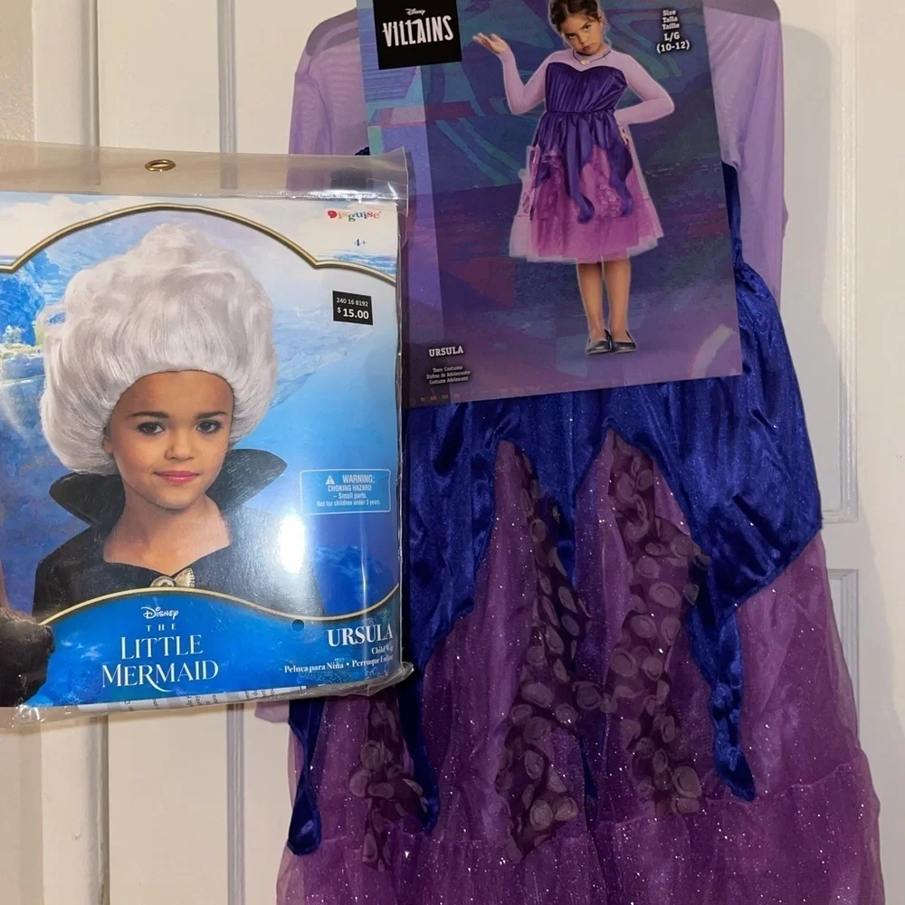 Disney Villains Ursula Play Costume Dress and Wig - medium